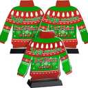 Soaoo 3 Pieces Ugly Christmas Sweater Trophy 6.7 Inch Acrylic Christmas Sweater Party Trophy Award 1st 2nd and 3rd Place Trophy Funny Trophy for Adults