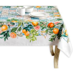 Maison d' Hermine Table Cloth Rectangle Table 100% Cotton 70 x 108 Inches Tablecloth Reusable Decorative for Dining Kitchen Room Farmhouse Party Home Hotel Restaurant Spring Summer - Agrume