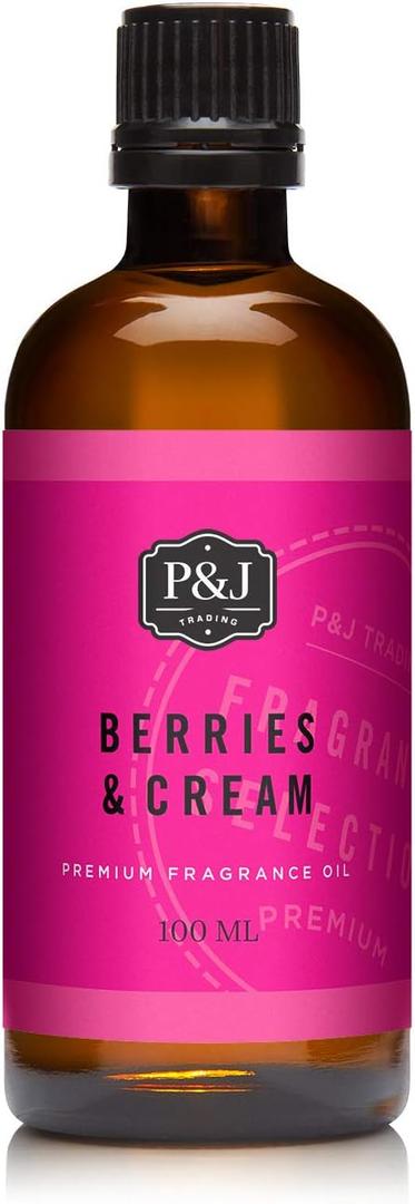 P&J Trading Fragrance Oil | Berries & Cream Oil 100ml - Candle Scents for Candle Making, Freshie Scents, Soap Making Supplies, Diffuser Oil Scents (3.38 Fl Oz (Pack of 1))