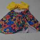 ZAFUL Women One Piece Swimdress Tummy Control Bathing Suit Push Up Swimsuit Modest Swimwear Cutout V Neck Cute Tie Knot Skirt Large, Yellow Floral  