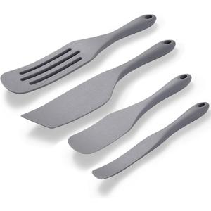 Tongjude Silicone Spurtle Set, Silicone Spatula Set, Heat Resistant Cooking Utensil for Nonstick Cookware, ServingBaking, Whisking, Smashing, Scooping, Spreading, 4 Piece