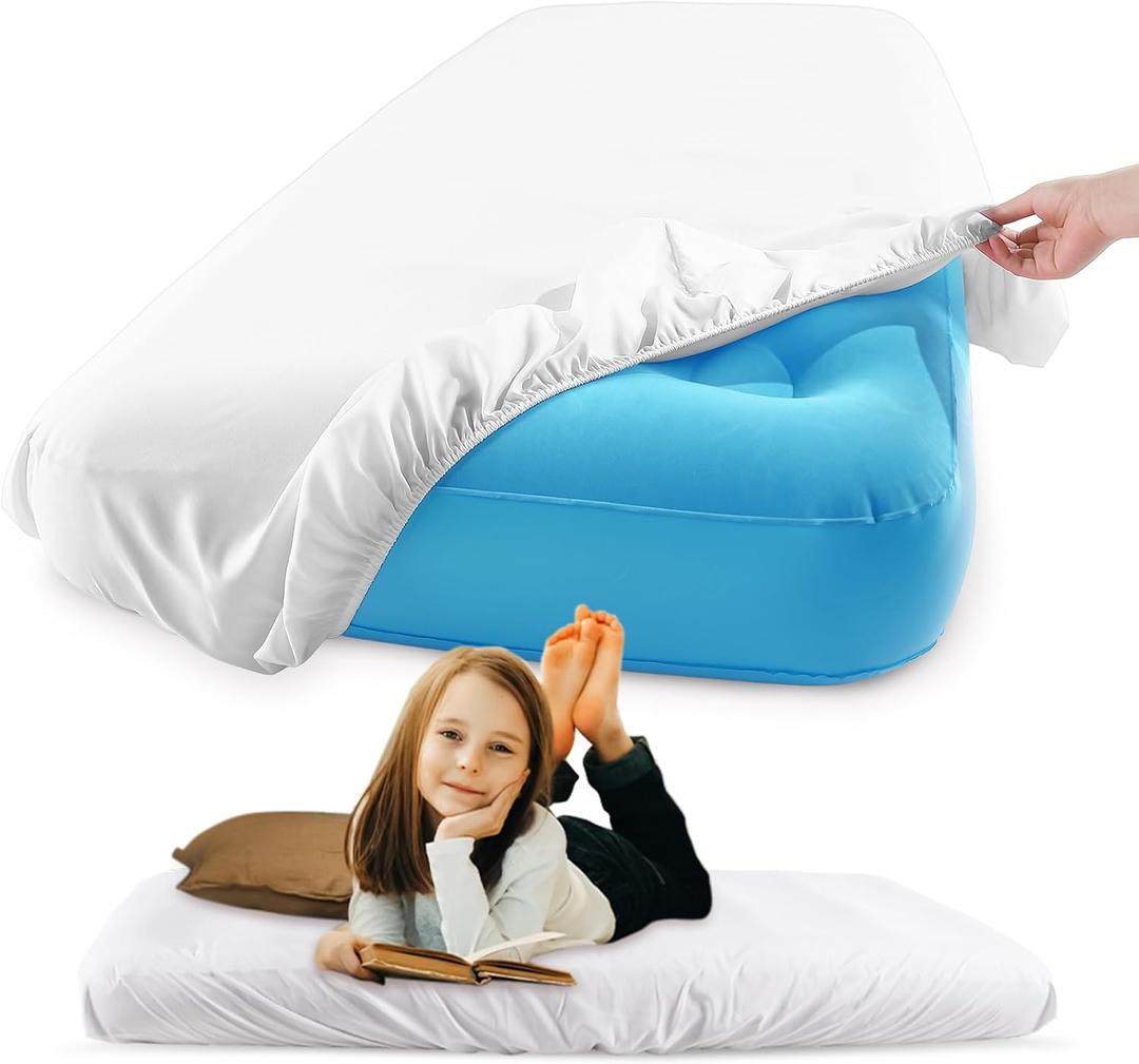 Breling Kids Air Mattress Fitted Sheets Compatible with Intex Cozy Kidz (Sheet Only) Toddler Inflatable Mattress Sheets for Kids Sleepover Party Travel Camping Airbed(White,1 Pc)