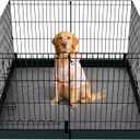 Dog Playpen, Foldable Metal Puppy Play Pen with Bottom Pad, 24x30in 8 Panels Dog Playpen with Door for Indoor Outdoor, Heavy-Duty Pet Exercise Fence for Small Medium Animals