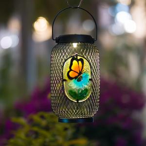 Solar Lantern Outdoor Waterproof,Butterfly Hanging Solar Lights Outdoor, Garden Decor for Patio Yard Table, Birthday & Mother's Day Gifts for Women Gifts