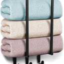 Onader Wall Mounted Towel Racks for Bathroom, 15 Inch Black Bath Towel Holder with Metal Shelf and 3 Hooks