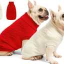 2 Pack Dog Sweaters for Small Dogs - Puppy Medium Warm Clothes in Winter, Turtleneck Pullover Design for Boy Girl Pet, Doggie, Cat, Kitten Chihuahua Bulldog Pug Beagles (2XL, Red, Beige) (XX-Large)