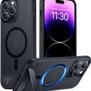 Temdan Magnetic Compatible with iPhone 14 Pro Max Case, [Built-in Invisible Kickstand][Compatible with MagSafe] [Military Grade Shockproof] Slim Translucent Matte Phone Case for iPhone 14 Pro Max 6.7" (Black)