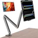 Aluminum Alloy Foldable Tablet Arm Mount Holder - Compatible with iPad, Samsung Galaxy Tab & More 7-15.6'' Tablet Portable Monitor (Gray)
