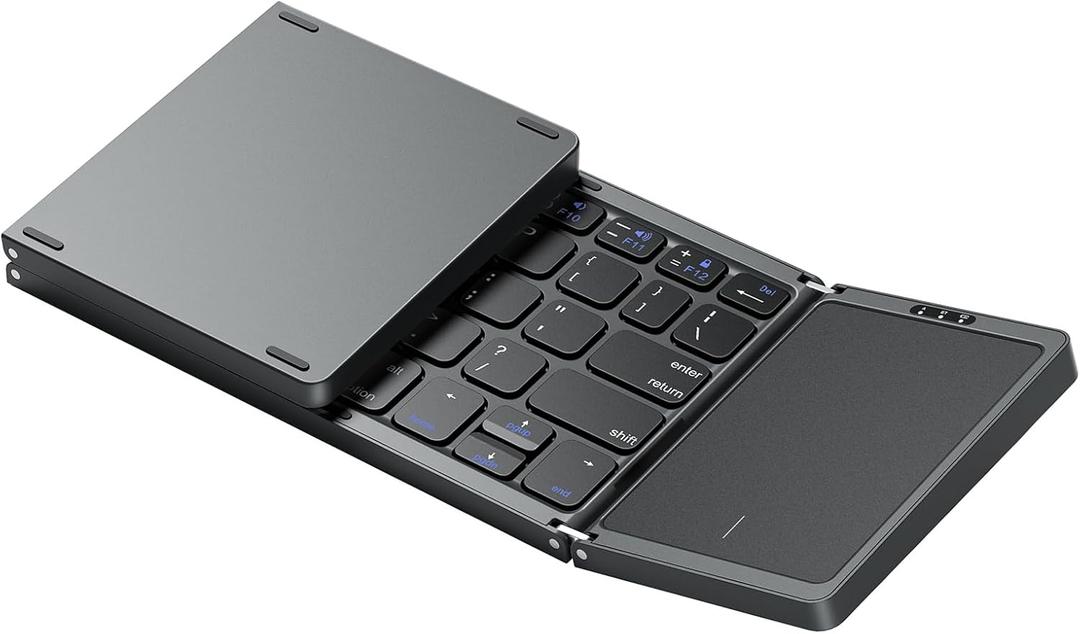 OMOTON Foldable Bluetooth Keyboard, with Touchpad, Multi-Device and Rechargeable Wireless Keyboard Compatible with iPad, Android, Windows