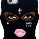 Funny 3D Silicone Case for iPhone 17 Pro Max,Cute Cartoon Black Mask Kawaii Phone Case for Women Girls Soft Rubber Bumper Cool Fun Cover for iPhone 17 Pro Max