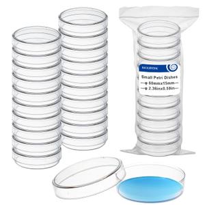 30 Pack Plastic Thick Petri Dishes with Loose Lids, 6015mm Sterile Small Petri Dish, Clear Stackable Culture Dishes for Lab Experiment, School Science Project, Myclogy, Biology 30 Pack Plastic Thick Petri Dishes with Loose Lids, 6015mm Sterile Small Petri Dish, Clear Stackable Culture Dishes for Lab Experiment, School Science Project, Myclogy, Biology