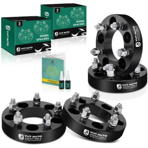 YHTAUTO 5x4.75 Wheel Spacers 1.25 inch Fits Chevrolet Camaro, Corvette, Cadillac, GMC, Pontiac Models, Forged Tire Spacers 1.25 inch with M12x1.5 Studs 87.1mm CenterBore, Not Hubcentric, 4Pcs, Black (1.25 Inch Thickness)
