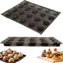 Mesh Silicone Hamburger Bun Mould, 20-Cavity Mini Hamburger Mould Silicone for Gluten-Free Hamburger Buns with Pinholes for Better Air Circulation, Hamburger Bun Pan Foldable for Convenient Storage
