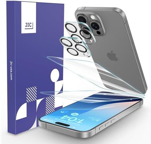 JIC Protector 2+2 Bundle - (for iPhone 16 Pro max) - 2 Pack of Screen Protector + 2 Pack of Camera Lens Protector - [with Installation Frame], Set of 2