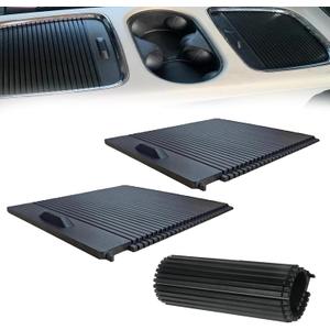 Center Storage Sliding Cover Replacement Compatible with Caravan 2011-2019, Center Storage Sliding Cover Compatible with Town, for Country, Front & Rear Set, Rollable (Black)