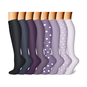 CHARMKING Compression Socks for Women & Men Circulation (8 Pairs) 15-20 mmHg is Best Support for Athletic Running,Cycling L/XL