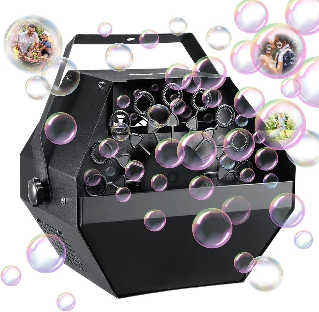 Theefun Bubble Machine: 750ML Metal Automatic Bubble Maker, Portable Professional Bubble Blower Operated by Plug-in Big Bubble Machine for Parties Stages Weddings Indoor and Outdoor Use
