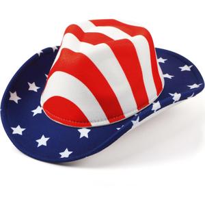 Shihanee Victorian Top Hat Circus Show Hat Cowboy Hat for Adults Halloween Cosplay DIY (Red White and Blue)