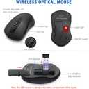Wireless Keyboard and Mouse Combo, EDJO 2.4G Full-Sized Ergonomic Computer Keyboard with Wrist Rest and 3 Level DPI Adjustable Wireless Mouse for Windows, Mac OS Desktop/Laptop/PC, Black 