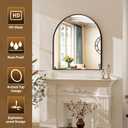 XRAMFY Arched Bathroom Mirror 32" x 34" for Bathroom Vanity Mirror or Wall Decor Black Arch Mirror Aluminum Alloy Frame Wall Mounted Mirror for Living Room Bedroom Entryway
