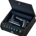 Biometric Gun Safe for Handgun,1s Quick Access 3-Ways Unlock Fingerprint Digital Pin Key Unlock Pistol Safe with LED Light Carbon Steel Gun Safes Lock Box for Car Travel Security Case,Black