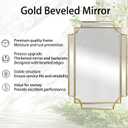 Gold Beveled Mirror, 36"x24" Geometric Art Deco Wall Mirror with Wood Frame, Modern Aesthetic Rectangle Mirrors for Living Room Bedroom Hallway Entryway, Horizontal or Vertical Hanging
