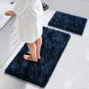 Yimobra Bathroom Rug Set 2 Piece, Luxury Shaggy Bath Mat Set with Non Slip Backing, Ultra Soft & Absorbent Mats for Bathroom Floor, Machine Washable, 44"x24"+24"x17", Blue