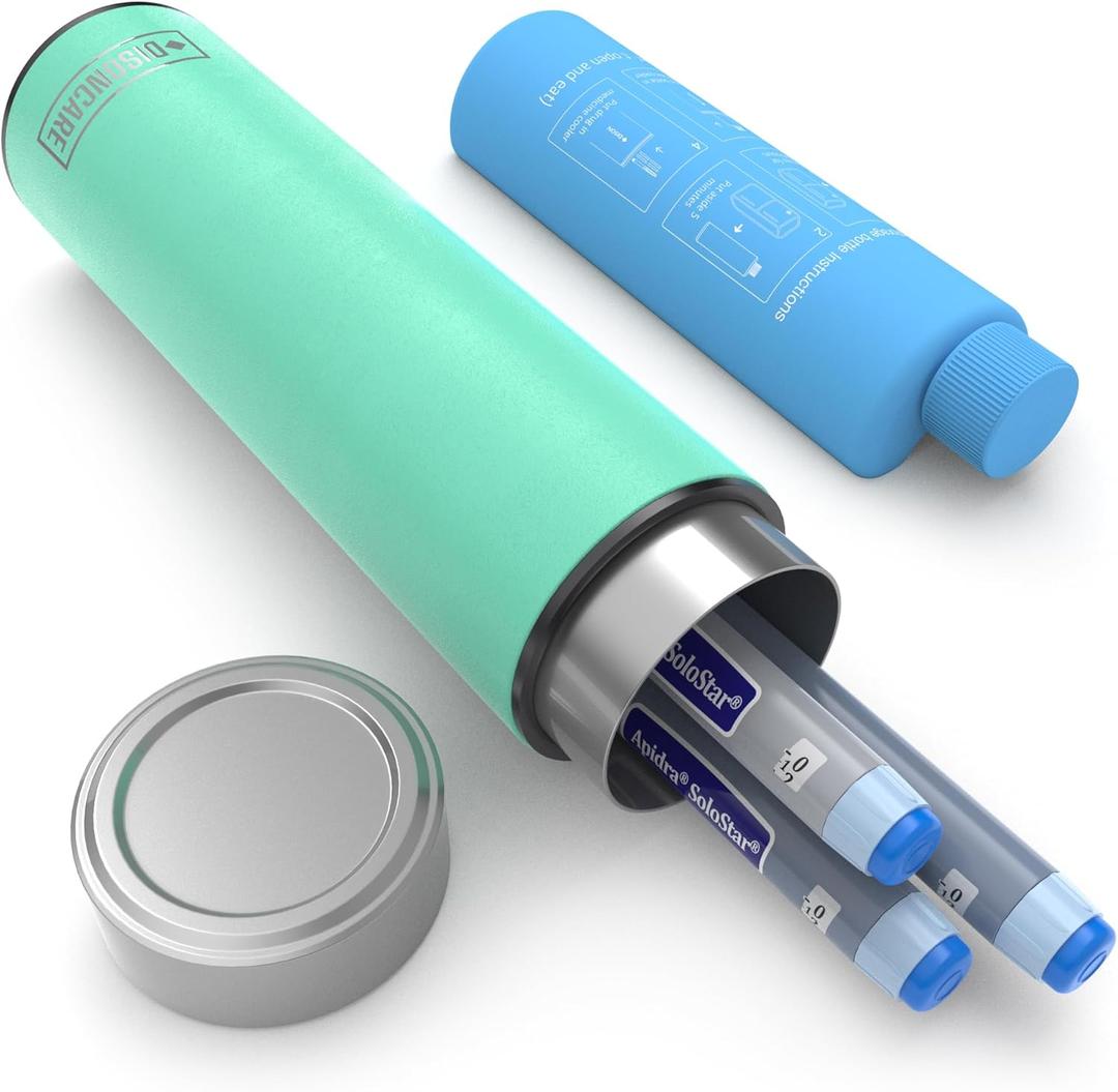 DISONCARE Odyssey 60H 3 Insulin Pens Cooler Travel Case Medication Cooler for Travel TSA Approved Diabetic Insulina EpiPen Carry Case Medicine Travel Cooler Bag Ice Pack with Medical Alert Tag(Cyan)
