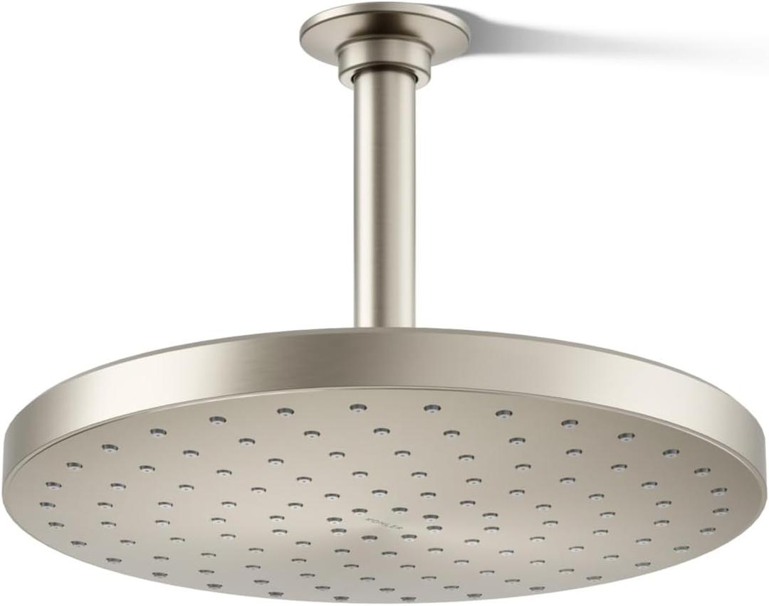 KOHLER 76465-G-BN Awaken 10 Inch Single-Function Rain Shower Head, 10" Fixed Round Rainfall Showerhead, 1.75 GPM, Vibrant Brushed Nickel (1.75 GPM, Vibrant Brushed Nickel)