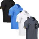 ZITY 4 Pack Mens Polo Shirt Short Sleeve Sports Golf Tennis T-Shirt Athletic Collared Tactical Shirts XL