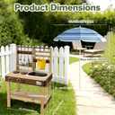 Wooden Mud Kitchen, 7 in 1 Outdoor Pretend Play Kitchen with Umbrella,Removable Sink & Chalkboard, Cooking Accessories, Backyard Pretend Toy for Kids Aged 3-8