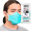 BNX 20-Pack KN95 Face Masks, Disposable Particulate KN95 Mask Made in USA, Tri-Fold Cup/Fish Style