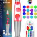 17 Colors Changing Liquid Motion Lamp with Remote: 13.5" LED Night Light for Kids Adults - Relaxing Table lamp for Bedroom Office - Glitter Mood Lighting for Home Decor Christmas Decorations Indoor (White)