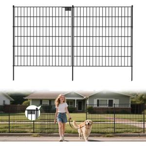 Land Guard 10-Panels No Dig Decorative Fence 30 in(H) x 25 ft(L), Tall Garden Fence Animal Barrier, Removable Fence for Garden, Rustproof Metal Animal Barrier Ground Stakes Fencing