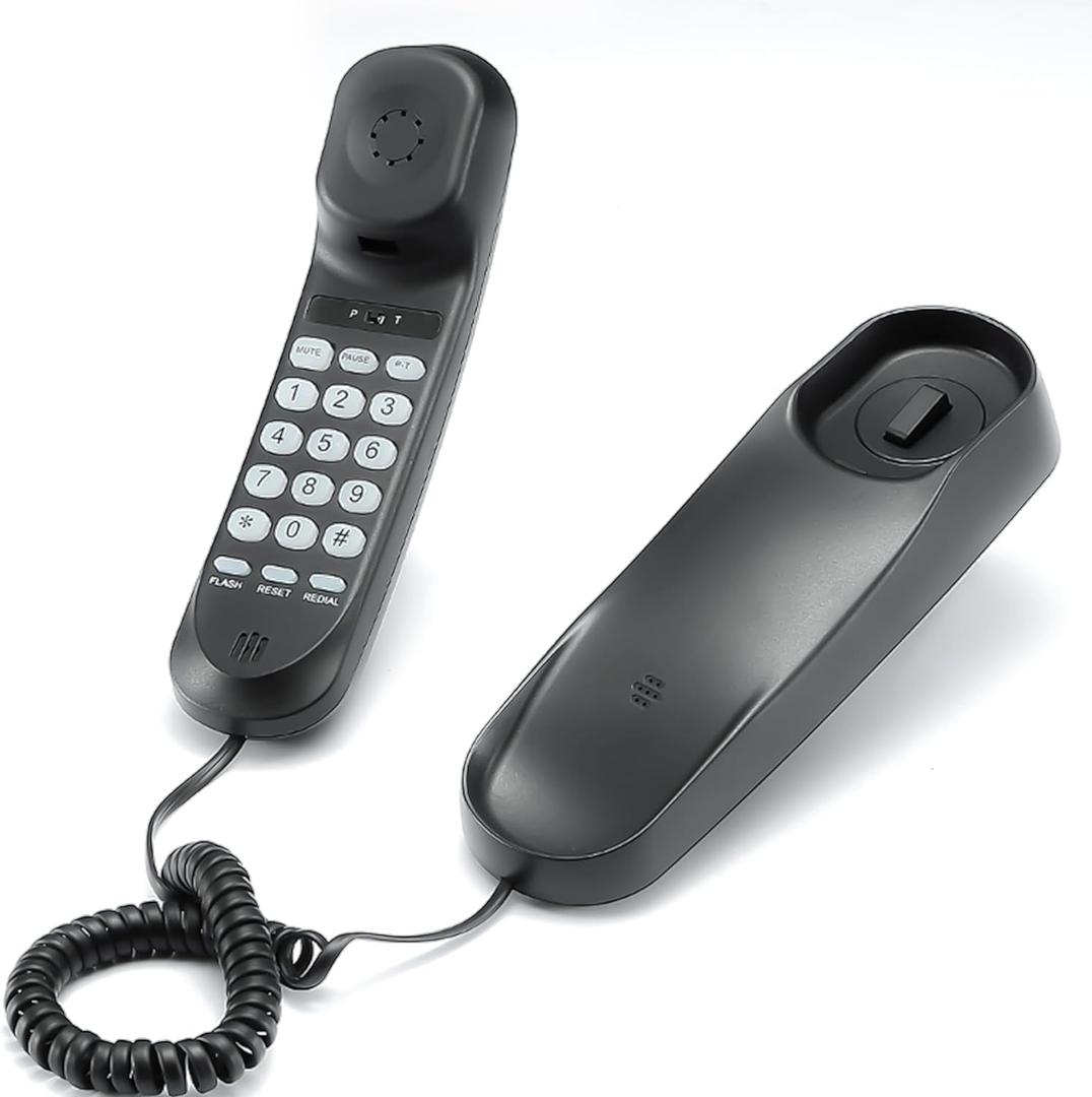 Corded Phone for Home, Durable landline Phone with Large Buttons for Seniors, Versatile Mini Phone for The Home, Office, and More (Black)