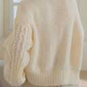 Milumia Women's Chunky Cable Knit Sweater Long Sleeve Crewneck Pullover Tops (Beige, M)