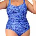 Aqua Eve Womens Plus Size One Piece Swimsuit- Tummy Control Bathing Suit Full Coverage Swimwear (Blue Paisley)