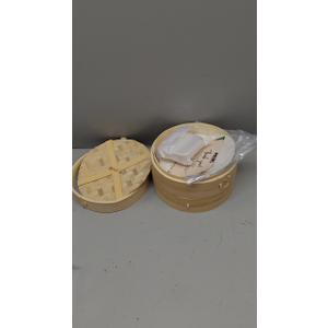 Prime Home Direct Bamboo Steamer Basket 8Inch | 2Tier Steamer for Cooking | 50 Liners | Small Instant Steaming Cookware Asian Food, Bao Buns, Chinese, Dim Sum, Dumpling, Rice, Vegetable Steam Pot