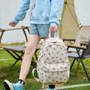 Kawaii Corduroy Backpack for Women Cute Floral Print Aesthetic Travel Book Bag Coquette Preppy College Laptop Daypack (Black Flower)