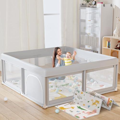 Hiaksedt Baby Playpen with Mat Small Playpen for Babies and Toddlers 50 x 50 inch Baby Fence Playards