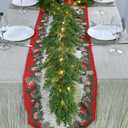 3PCS 6.2FT Christmas Garland with Lights, Real Touch Cedar Garland Thick and Lush Greenery with Soft Artificial Pine Branches for Mantle Fireplace Table Wall Outdoor Indoor Christmas Decorations, 6.2 Ft Tower Pine with Light