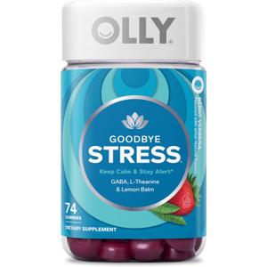 OLLY Goodbye Stress Gummy, GABA, L-Theanine, Lemon Balm, Stress Relief Supplement, Berry - 74 Count