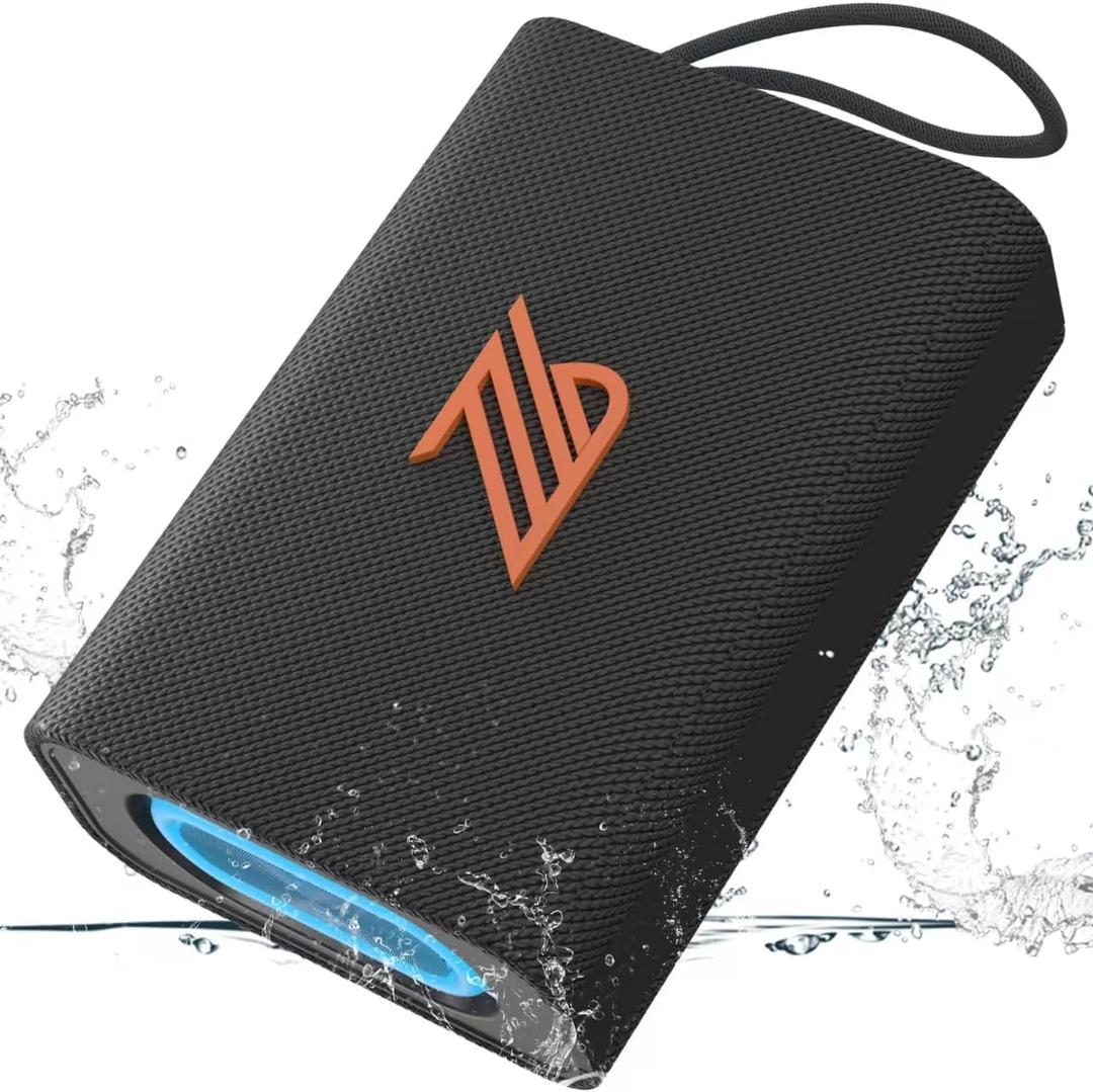 Bluetooth Speaker TWS Small Speakers Clear Loud Stereo Sound Portable Media Players Wireless Speaker with Lights IPX5 Waterproof Speakers Long Playtime for Home Party Outdoor Beach Electronic Gadgets (Black)