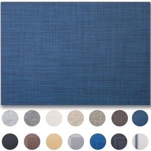 Placemats Set of 4 - Easy Clean Woven Vinyl Placemats for Dining Table, Indoor/Outdoor Place Mats, Washable PVC Table Mats（Navy Blue）