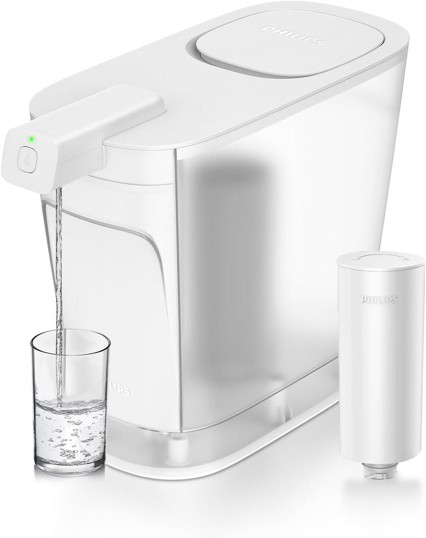 PHILIPS 20 Cup Water Filter Pitcher with Plus Filter - ADD5903, Rechargeable Water Dispenser, Water Purifier Filter for Fridge Door, 1 Plus Filter for 3 Months/60 Gallons, Reduces Lead & 46 impurities