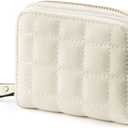 uxcell Small Short Paragraph Zipper Coin Wallets with Card Holder for Lady Small White