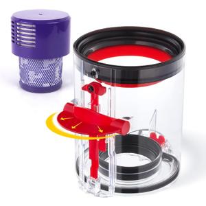 Upgraded Dust Bin Compatible with Dyson V10 Vacuum Cleaner Canister, Small Bin Replacement Compatible with Dyson V10 Part No.969509-02 with HEPA Filter