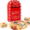 Christmas Postbox with 30 Mini Greeting Cards and Envelopes, Holiday Love Postbox for Couples & Family, Cute Xmas Gift for Friends, Letters to Santa