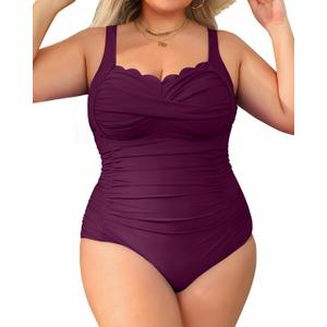 Aqua Eve Womens Plus Size One Piece Swimsuit- Tummy Control Bathing Suit Full Coverage Swimwear (Violet Purple), 18W