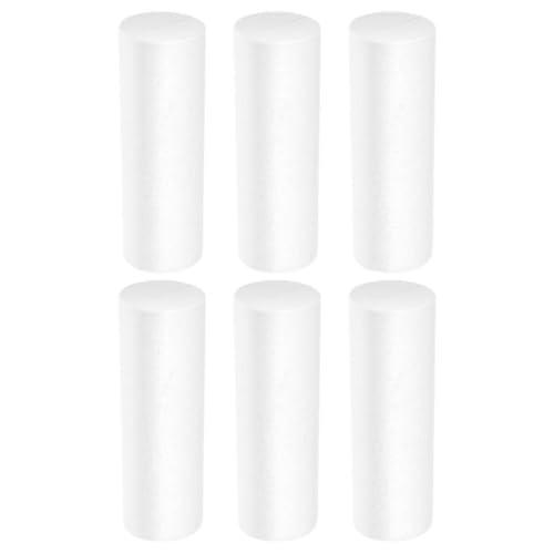 ABOOFAN Foam Cylinders for Crafts 6pcs White Foam Cylinders Shape Craft Foam Sticks Modeling DIY Crafts Polystyrene Cylinder Painting Cylinders Chritstmas Ornament 12.5cm*3.5cm